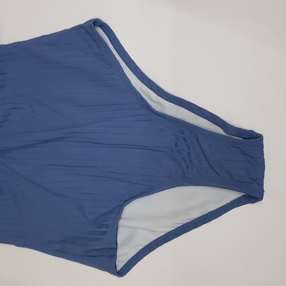 NEW! Wide-Ribbed Ring Detail Medium Coverage One Piece Swimsuit - Kona Sol, Blue - Picture 6 of 9